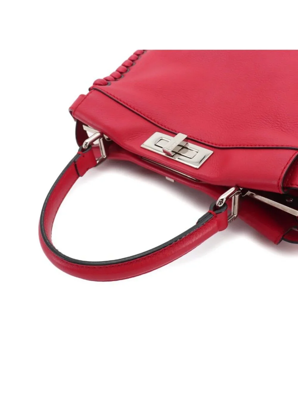 Fendi Peekaboo Shoulder Bag Leather Red Selleria
